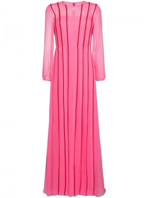 Плиссированное платье с красными полосками Adam Lippes. Цвет: розовый и фиолетовый