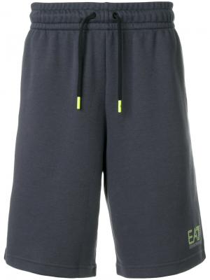 Спортивные шорты на шнурке Ea7 Emporio Armani. Цвет: серый