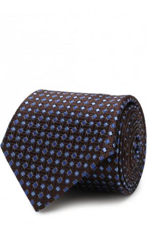 Шелковый галстук с узором Canali. Цвет: коричневый