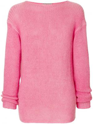 Вязаный свитер в стиле casual Ermanno Scervino. Цвет: розовый и фиолетовый