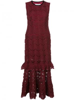 Ажурное платье с расклешенным подолом Carolina Herrera. Цвет: красный
