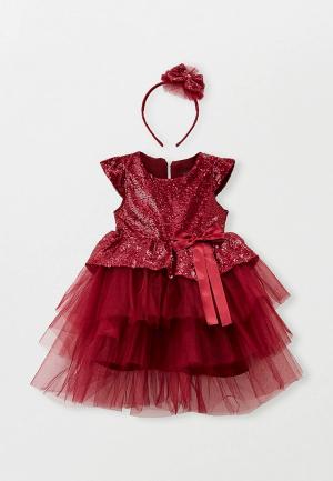 Платье и ободок Pink Kids. Цвет: бордовый
