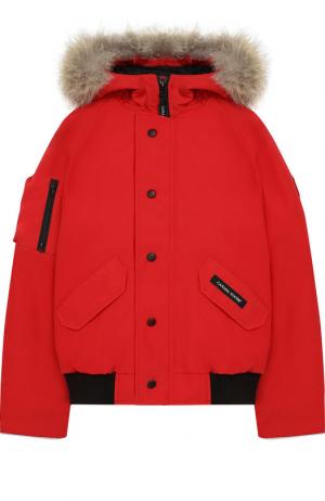 Пуховая куртка Rundle с меховой отделкой на капюшоне Canada Goose. Цвет: красный