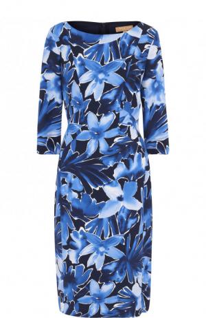Приталенное платье-миди с принтом Michael Kors Collection. Цвет: синий