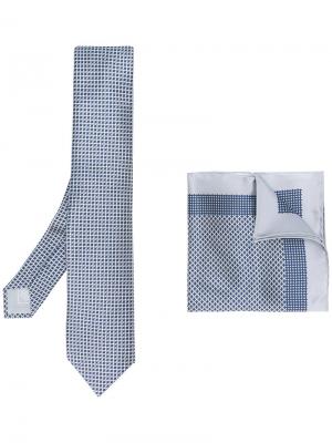Комплект с нагрудным платком и галстуком Brioni. Цвет: синий