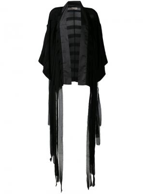 Пиджак-кимоно с бахромой Murmur. Цвет: чёрный