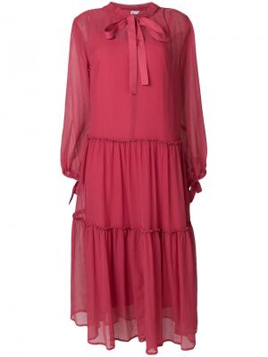Полупрозрачное платье миди с завязкой See By Chloé. Цвет: розовый и фиолетовый