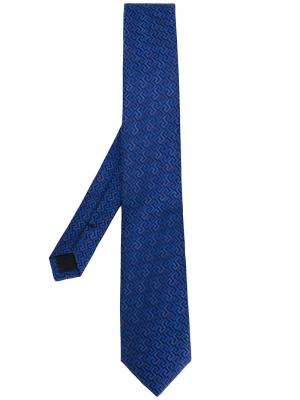 Классический галстук с вышивкой Versace. Цвет: синий