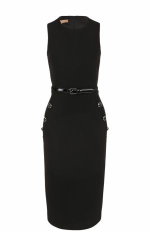 Приталенное платье без рукавов с поясом Michael Kors Collection. Цвет: черный