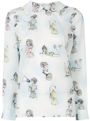 Рубашка в принтом Lady Miu. Цвет: многоцветный