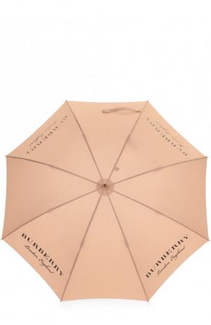 Зонт-трость с логотипом бренда Burberry. Цвет: бежевый