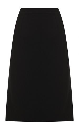 Однотонная юбка-миди из шерсти Oscar de la Renta. Цвет: черный