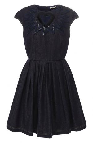 Джинсовое мини-платье Fendi. Цвет: темно-синий