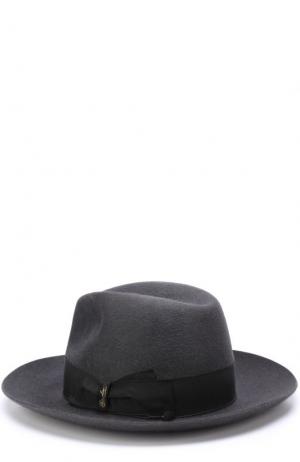 Фетровая шляпа с лентой Borsalino. Цвет: темно-серый