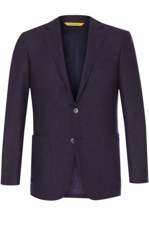 Шерстяной однобортный пиджак Canali. Цвет: фиолетовый