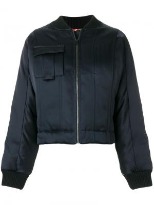 Атласная куртка-бомбер Dvf Diane Von Furstenberg. Цвет: синий