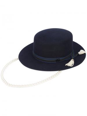 Шляпа с жемчужными кисточками Maison Michel. Цвет: синий