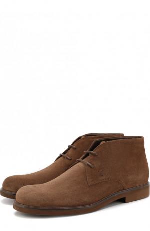 Замшевые ботинки на шнуровке Tod’s. Цвет: светло-коричневый