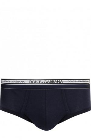 Хипсы из смеси хлопка и вискозы с широкой резинкой Dolce & Gabbana. Цвет: темно-синий