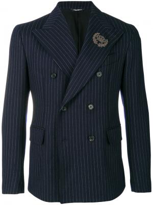 Двубортный пиджак в полоску Dolce & Gabbana. Цвет: синий