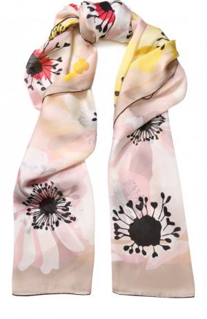 Шелковый шарф с цветочным принтом Valentino. Цвет: светло-розовый