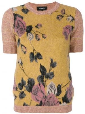 Блузка с розами Rochas. Цвет: розовый и фиолетовый