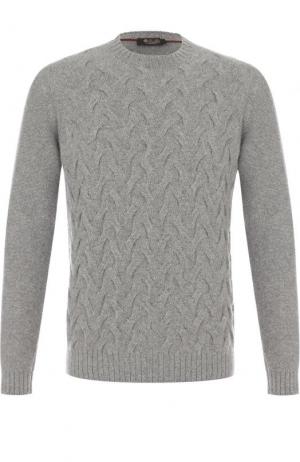 Кашемировый свитер фактурной вязки Loro Piana. Цвет: серый
