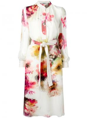 Платье-рубашка с цветочным принтом Lanvin. Цвет: телесный