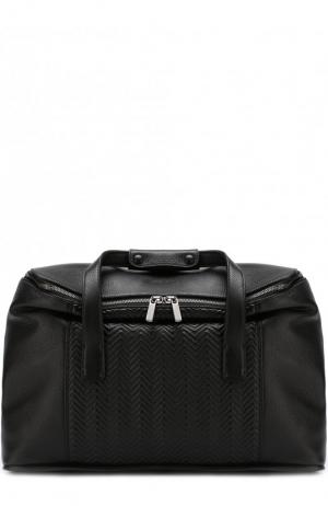 Кожаная дорожная сумка с плечевым ремнем Giorgio Armani. Цвет: черный
