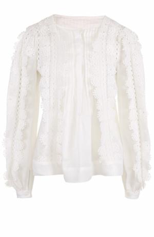 Блуза свободного кроя с кружевной отделкой Isabel Marant. Цвет: белый