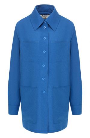 Однотонная блуза с накладными карманами Acne Studios. Цвет: синий