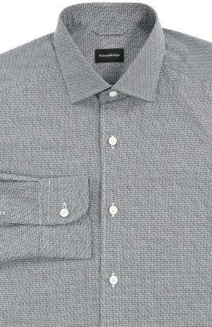 Хлопковая рубашка с узором Ermenegildo Zegna. Цвет: черно-белый