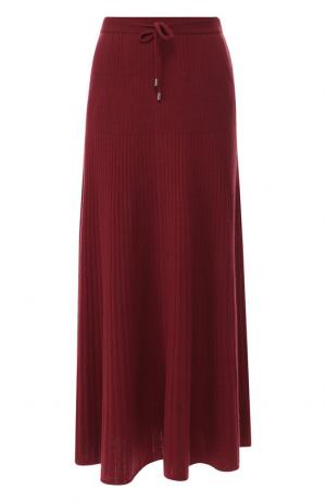 Кашемировая юбка-миди с эластичным поясом Loro Piana. Цвет: бордовый