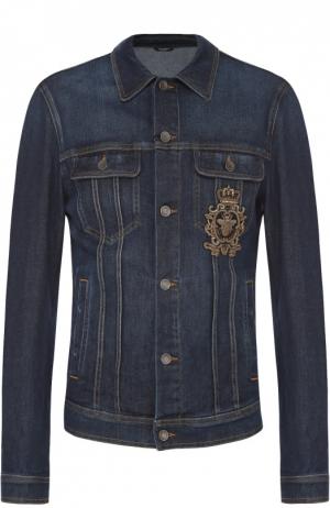 Джинсовая куртка с вышивкой Dolce & Gabbana. Цвет: синий