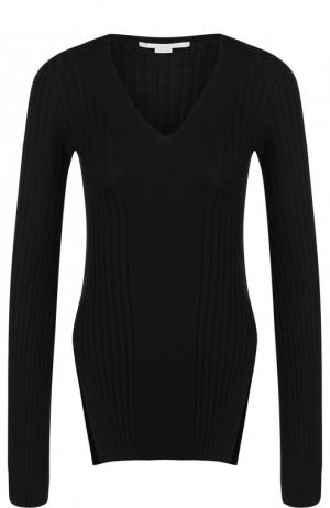 Однотонный пуловер из смеси шерсти и шелка Stella McCartney. Цвет: черный
