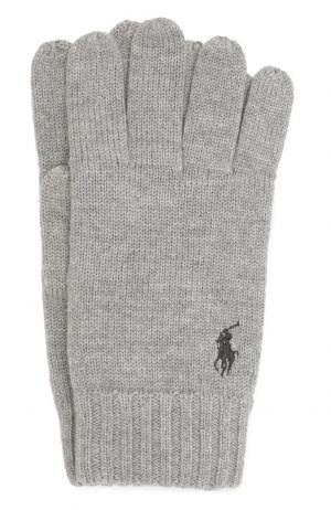 Шерстяные перчатки Polo Ralph Lauren. Цвет: светло-серый