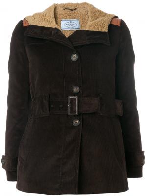Вельветовая куртка Caban Prada. Цвет: коричневый