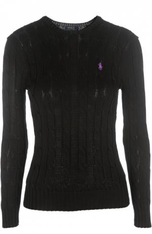 Приталенный вязаный пуловер с вышитым логотипом бренда Polo Ralph Lauren. Цвет: черный