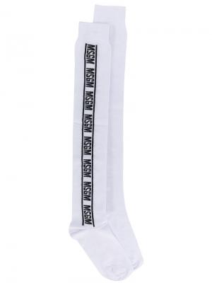 Длинные носки с принтом логотипа MSGM. Цвет: белый