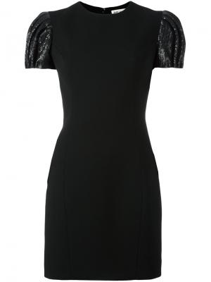 Мини-платье с короткими пышными рукавами Saint Laurent. Цвет: чёрный