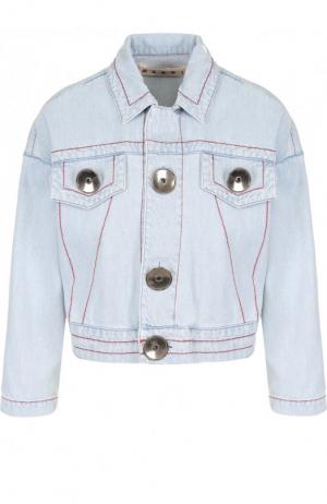 Джинсовая куртка с контрастной прострочкой Marni. Цвет: голубой