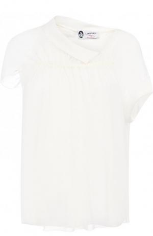 Шелковая блуза с драпировкой Lanvin. Цвет: белый