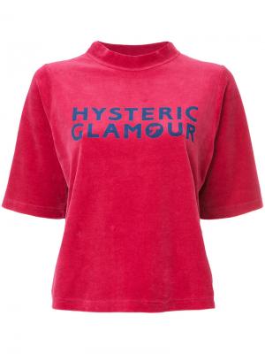 Бархатная футболка с логотипом Hysteric Glamour. Цвет: розовый и фиолетовый
