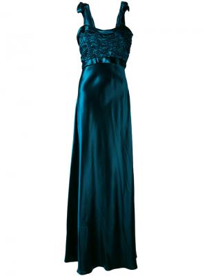 Длинное платье с металлическим блеском Maison Margiela. Цвет: синий