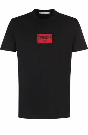 Хлопковая футболка с логотипом бренда Givenchy. Цвет: черный
