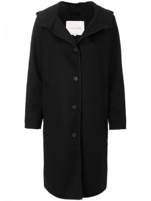 Однобортное пальто с капюшоном Mackintosh. Цвет: чёрный