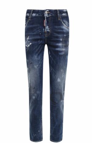 Укороченные джинсы с потертостями Dsquared2. Цвет: синий