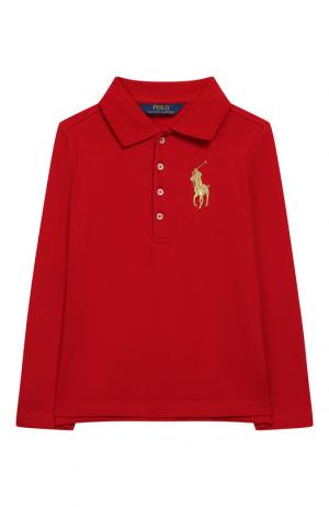 Хлопковое поло с длинными рукавами Polo Ralph Lauren. Цвет: красный