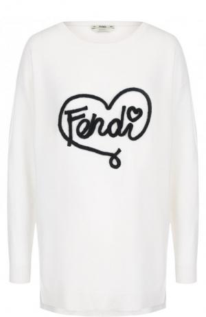 Кашемировый пуловер с логотипом бренда Fendi. Цвет: белый