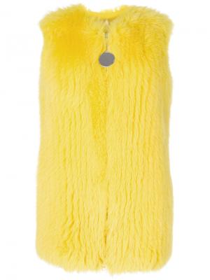 Классическая лисья шуба без рукавов Givenchy. Цвет: жёлтый и оранжевый